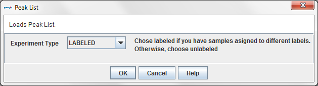 Load Peak List Dialog