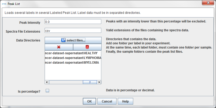 Load Peak List Dialog II